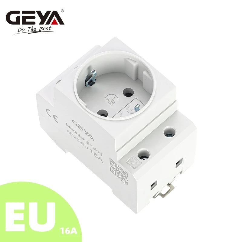 GEYA Din Rail Socket Modular Type AC Power Socket Plug EU/FR/US/UK/IT Standard 16A 220V AC Connector Grey AC30 Adapter Connector