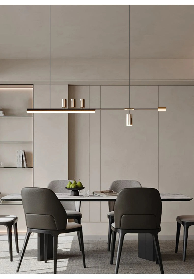 Minimalist Restaurant Chandelier Modern Light Luxury Simple Nordic Bar Table Spotlight Designer Creative Straight Strip Lights