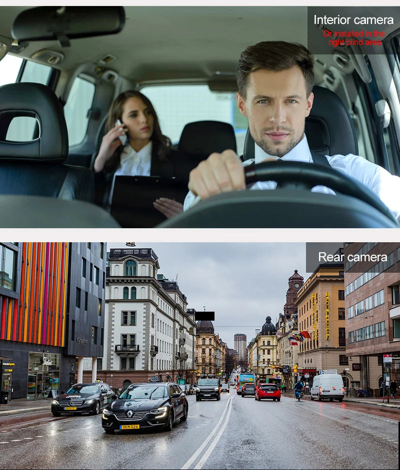 3 Cameras Dash Cam Car Play & Android Auto 2.5k 2560*1440P Rearview Mirror Video Recording WIFI Loop Record Phone APP Car DVR