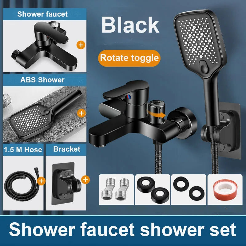 Chrome Bathroom Shower Faucet Brass Wall Mounted Hot Cold Water Dual Spout Mixer Tap For Bathroom Splitter Bath Shower Basin