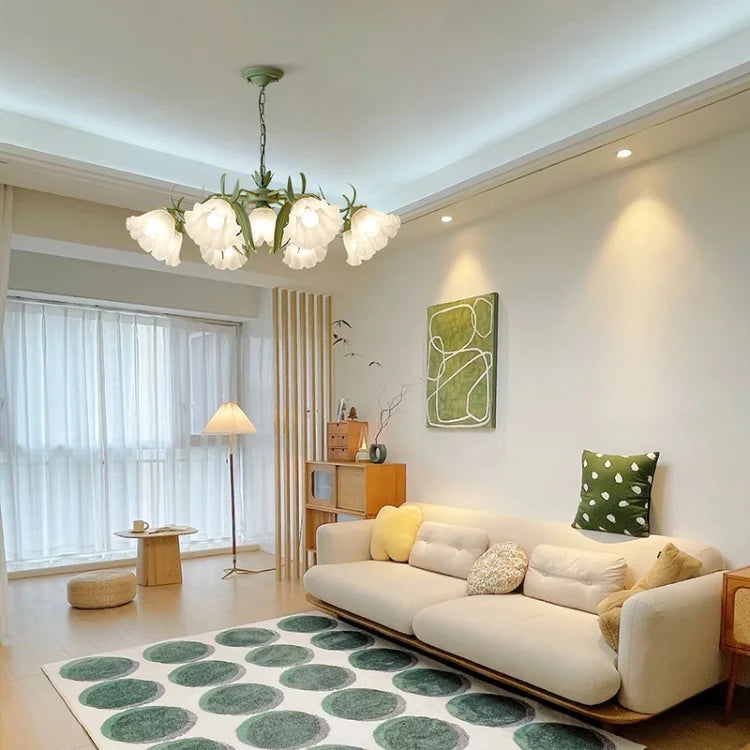 Modern Light Luxury Living Room Chandelier French Creative Lily of The Valley Acrylic Lamp Retro Dining Room Bedroom Lamps