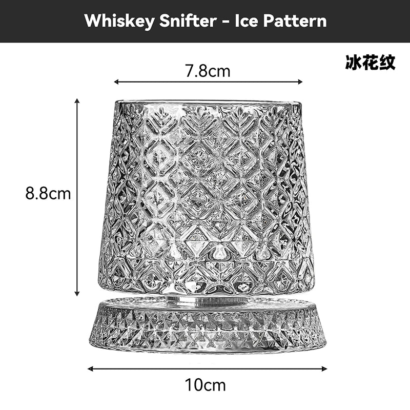 2026 New Whiskey Glasses Rotating Whisky Glass with Glass Base 360 Rotate Degrees Crystal Rum Glass for Cocktail Party Drinking
