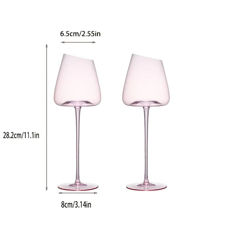 Pink Crystal Wine Glasses Slanted Mouth Goblets  Ideal Valentine'S Day Gift Bars & RestaurantsDay Wine Wine Glasses for Couples
