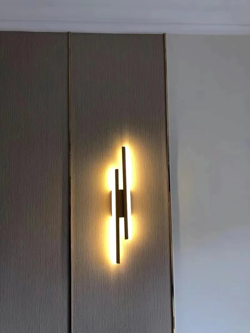 Modern Minimalist LED Wall Lamp Double Vertical Bar Frosted Acrylic Sconce Light for Living Room Sofa Background Bedroom Headboa