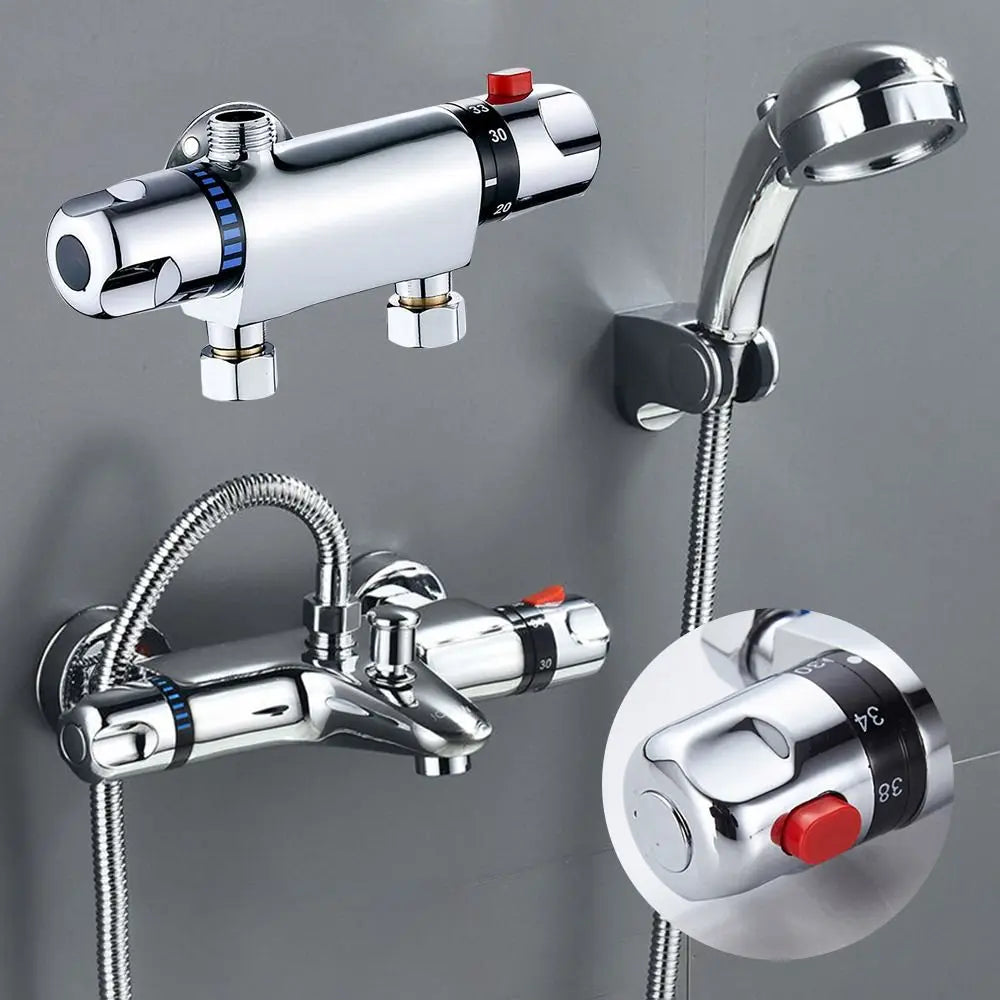 Exposed Bar Shower Mixer Valve Tap Bar Wall Mounted Chrome 1/2 Home Bathroom Modern Bathroom Accessories