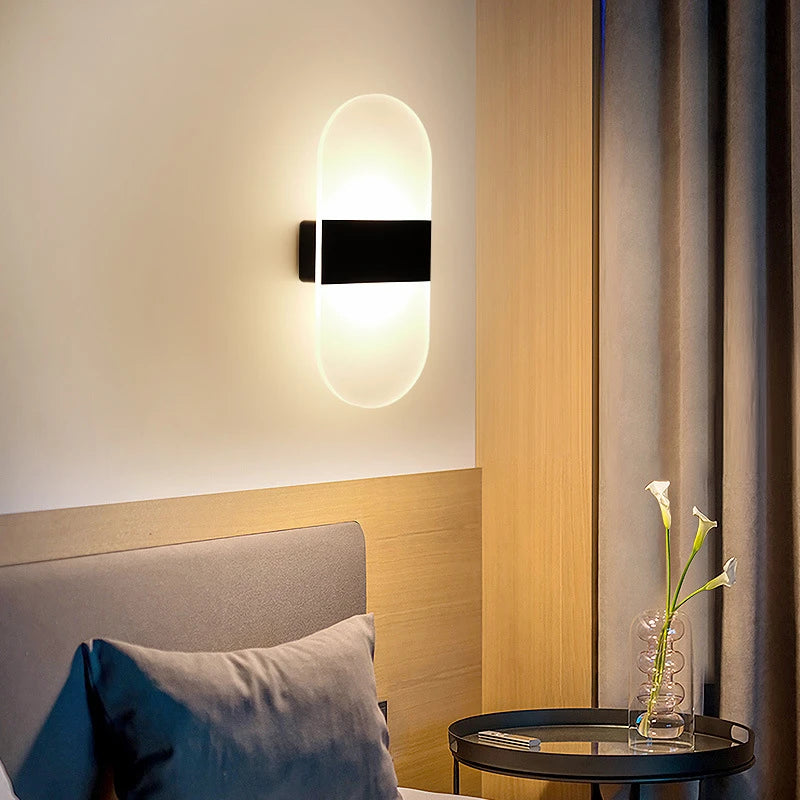 Touch Sensor Switch LED Wall Lamp USB Rechargeable Wireless Acrylic Stair Night Light Bedroom Aisle Kitchen Wall Sconce Lighting