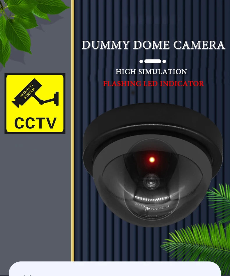 Creative Black Plastic Dome CCTV Dummy Camera Flashing Led Fake Camera Power Via AA Battery Surveillance Security System