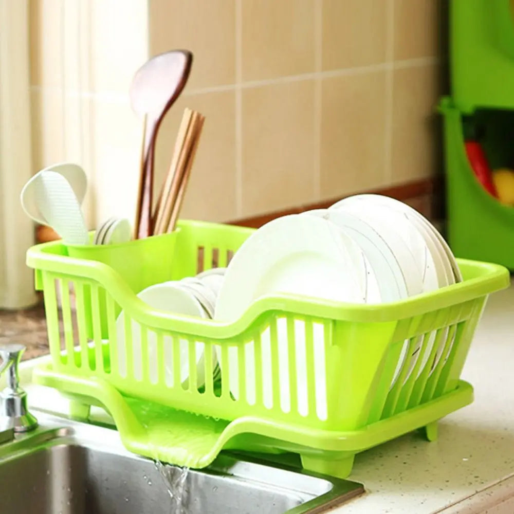 Dish Drying Kitchen Utensils Drainer Rack with Drain Board Countertop Dinnerware Plates Bowls Chopsticks Spoons Organizer