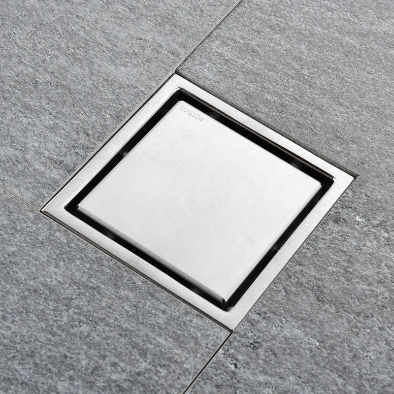 Square Shower Drain Tile Insert Anti Odor Stainless Steel Floor Drain Kit with Removable Grate Cover Hair Strainer Black Gold