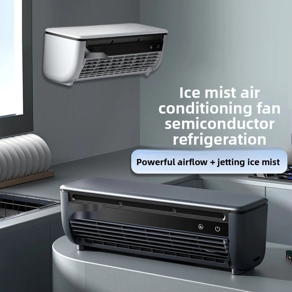 Air Conditioner Fan Wall Mounted Ductless Portable AC-Unit With Remote Control Powerful Airflow And Mist Cooling For Small Room
