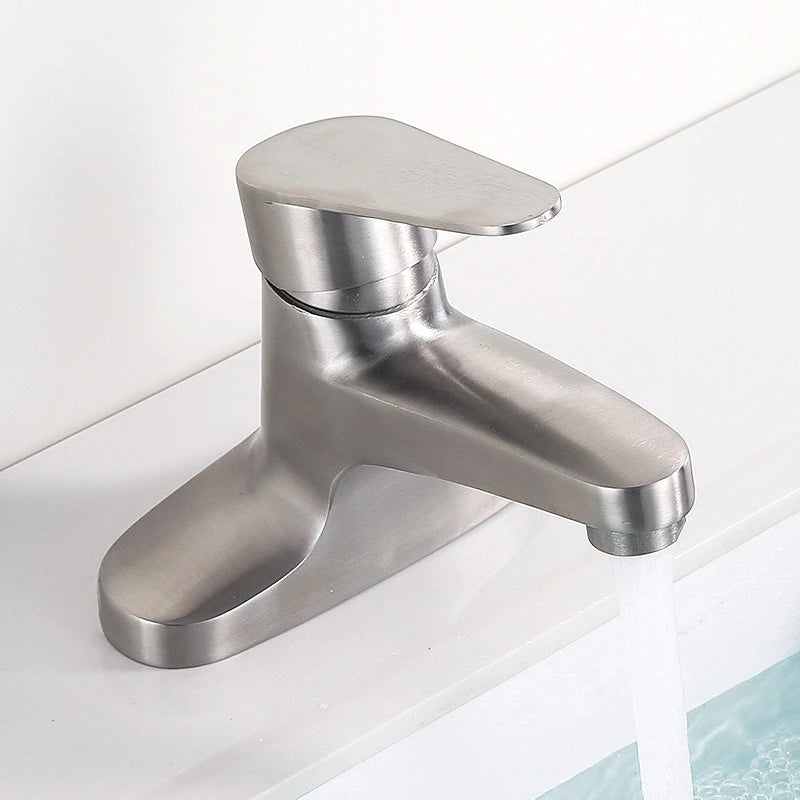 WashBasin Sink Faucet Deck Mounted 304 Stainless Steel Cold Hot Mixer Tap Single Lever Double Hole Household Bathroom Faucets
