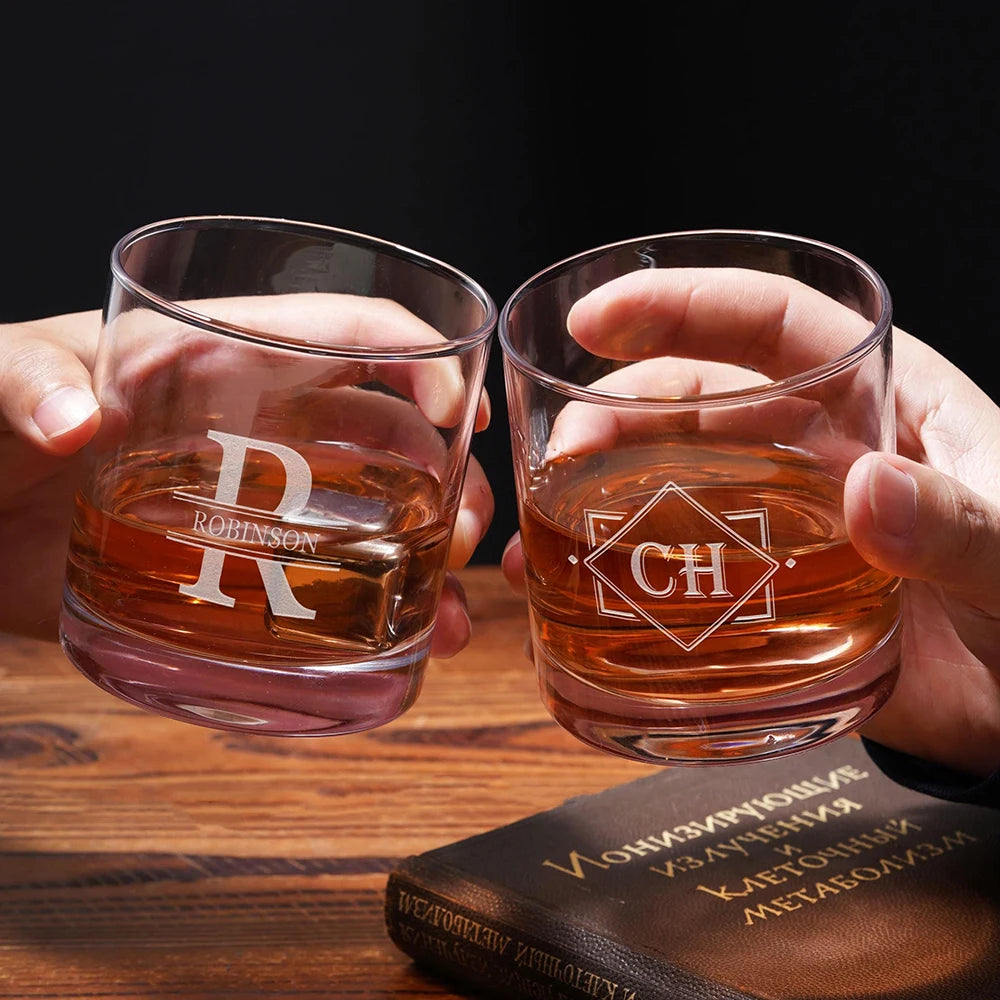 Personalized Whiskey Glasses Christmas Gift for him Custom Engraved Whiskey Glasses Barware Gift Groomsman Best Man Wedding Gift