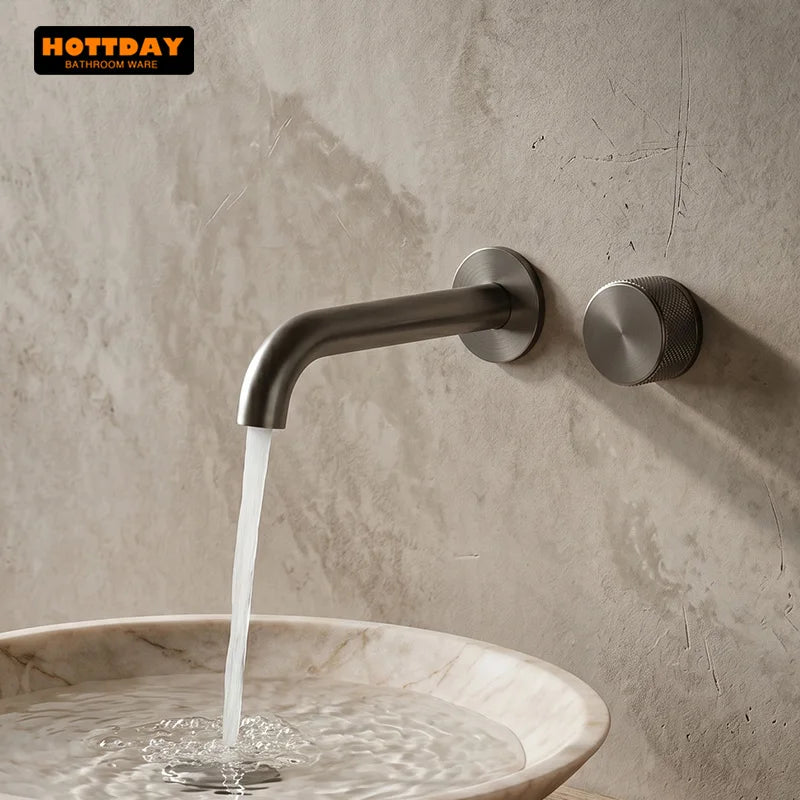 Wash Mixer Hot And Cold Water Wall Mounted Bathroom Basin Faucet Sink Tap Spout Bath Single Handle Ceramic Cartridge Crane