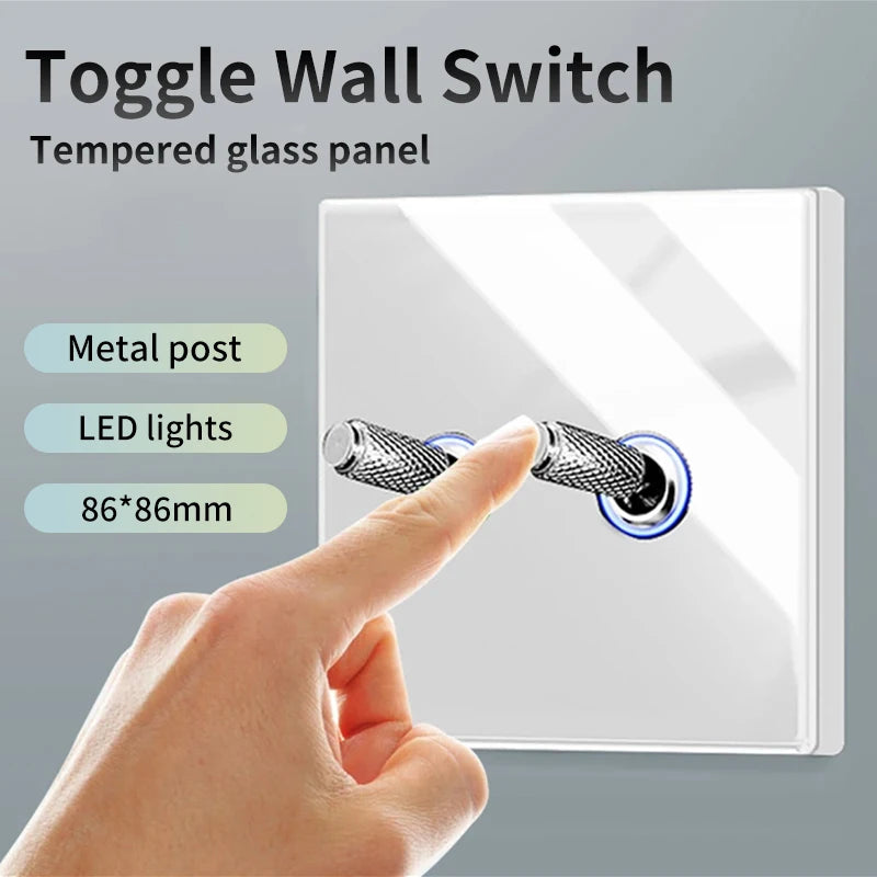 White Tempered Glass Work Driving Arm Wall Light Switch Led Indicator Light EU UK Standard 1/2/3/4gang Bedroom Usb Switch Socket