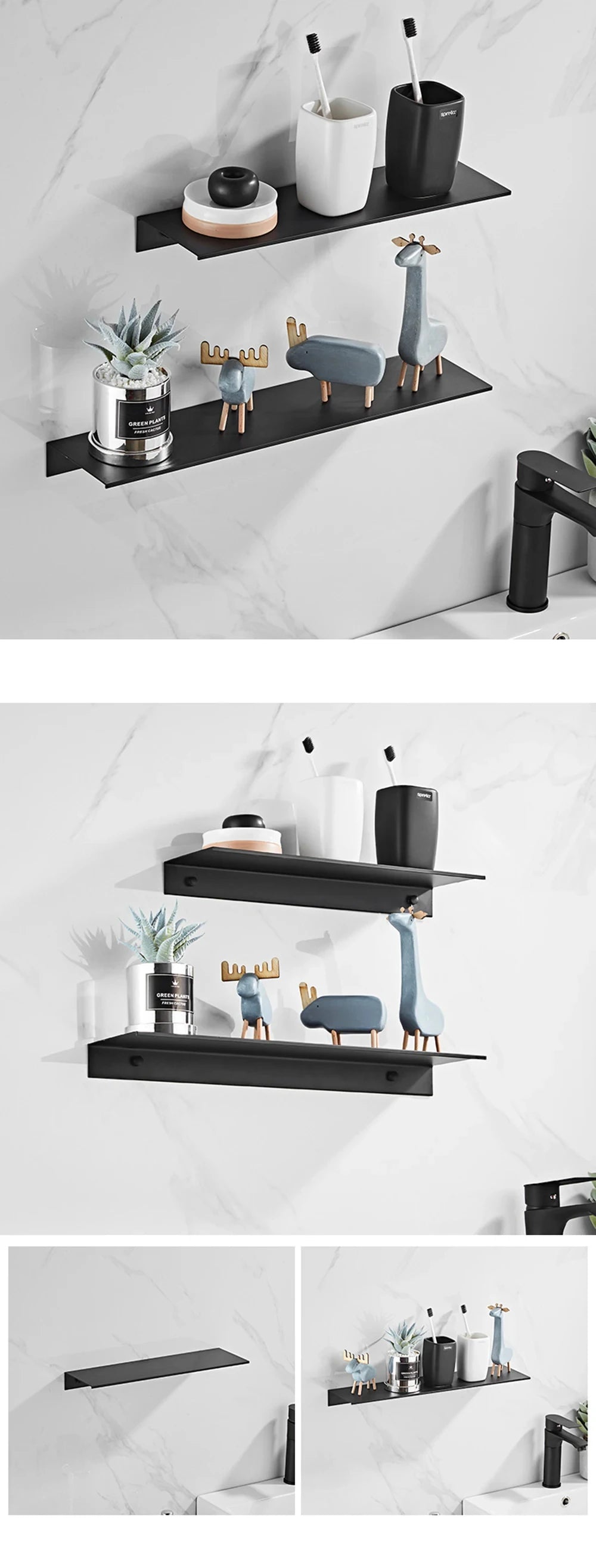 30/40/50CM Bathroom Shelf Aluminum Floating Shelves for Wall Mounted Shower Organiser Kitchen Storage Rack Bathroom Accessories