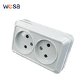 WESA White Wall Surface 2 Sockets Plugs EU Exterior Electrical Outlets With Ground Power Socket Flame Retardant Paint Plastic