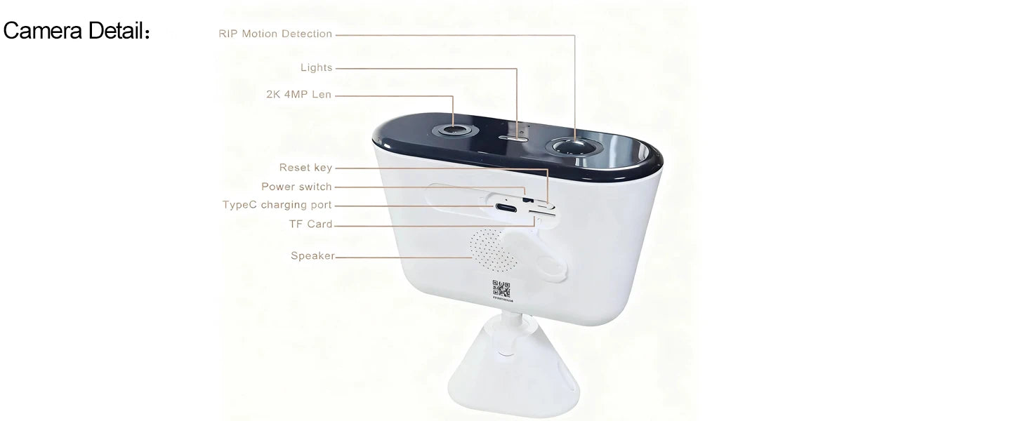 2K Solar Security Camera WIFI Wireless 2.4/5GHz DualBand Outdoor Camera IP65 Waterproof  AI PIR Motion Surveillance Battery Cam