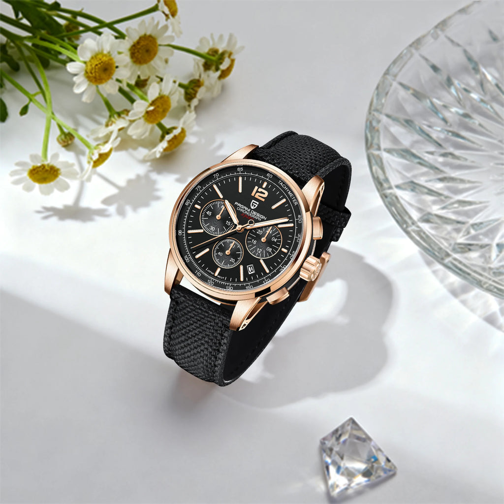 PAGANI DESIGN Men Quartz Watch Modern Light Simple Fashion Pioneer Stainless Steel Tachymeter Waterproof Calendar Luminous Watch