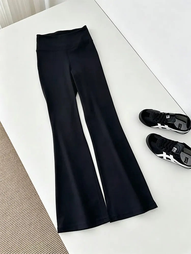 Women High Waist Pilates Flared Fitness Pants Peach Hip Lifting Nude Feeling Tight Flared Trouser All Season Gym Yoga Sweatpants