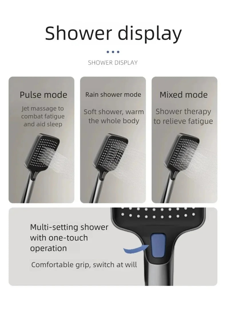Multifunctional Aluminum Shower Set Household Hot and Cold Water Digital Display Pressurized Shower System Set Bathtub Faucet