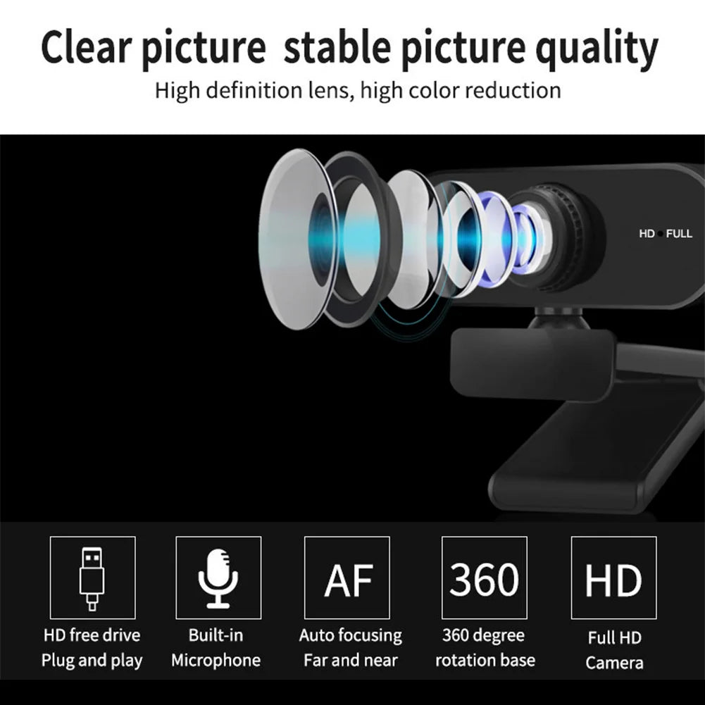HD 1080P/2K Web Camera USB Camera Built In Microphone USB Network Camera Web Camera Autofocus Business Webcam for PC Laptop