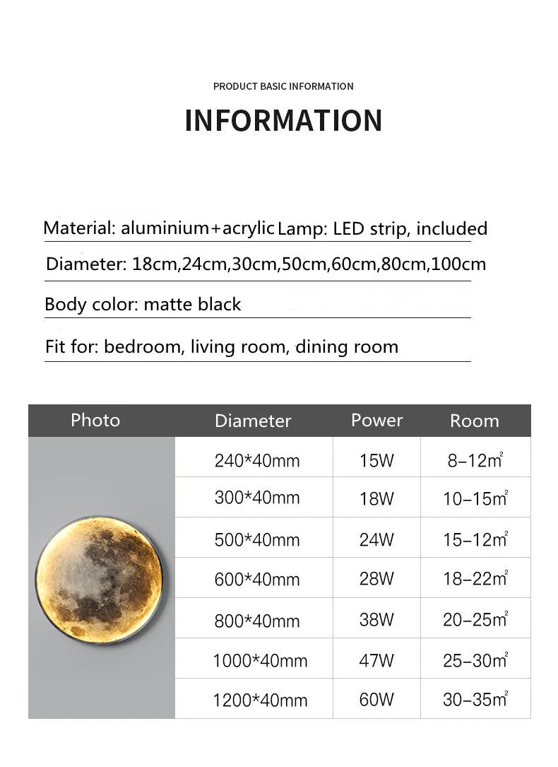 Modern Moon 3D Mural Wall Lamp Realistic LED Light Home Accessories Bedroom, Living Room Ceiling Lamp with Remote Control Decor