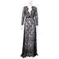 Women Through Floral V-Neck Elegant Lace long Dress Sexy Deep V Neck Casual Party Dress