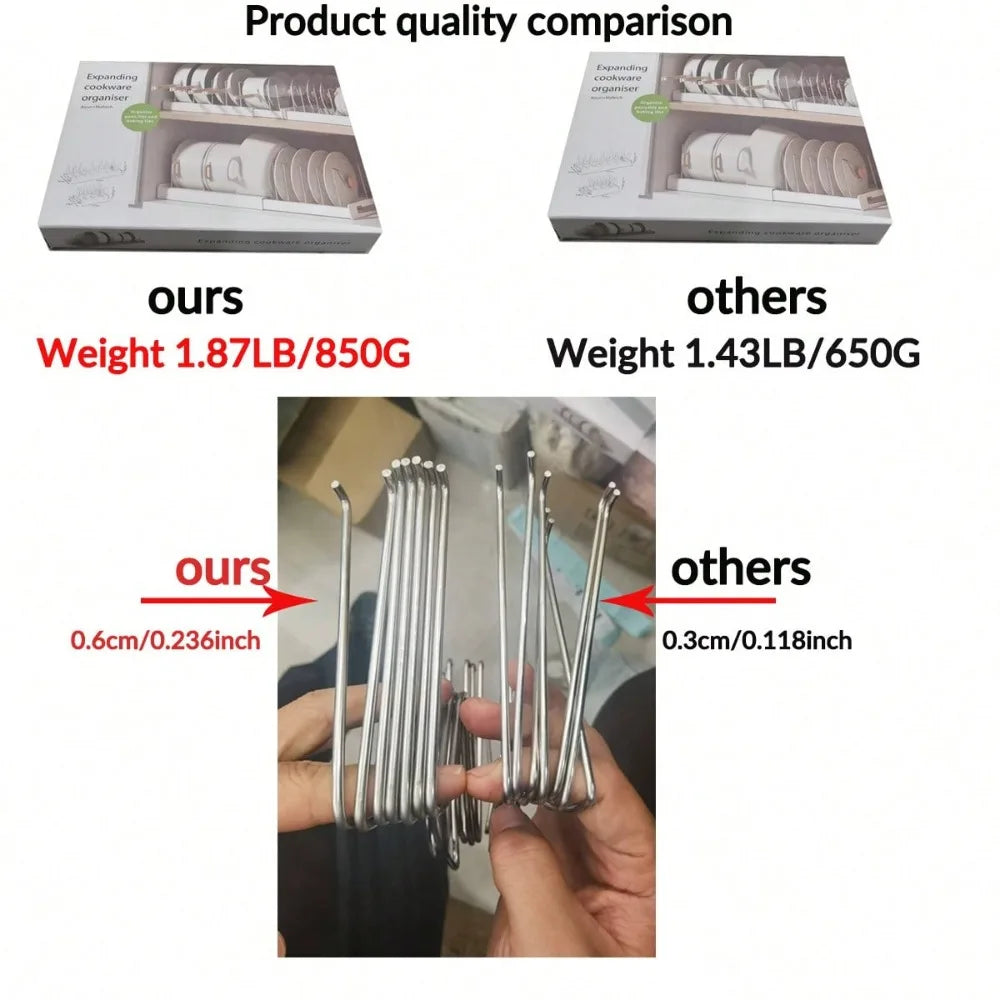 1pc Ultimate Kitchen Organizer Space-Saving Expandable Shelf With Pot Lid Holder Utensil Rack Pull-Out Drawer For Tidy Cooking