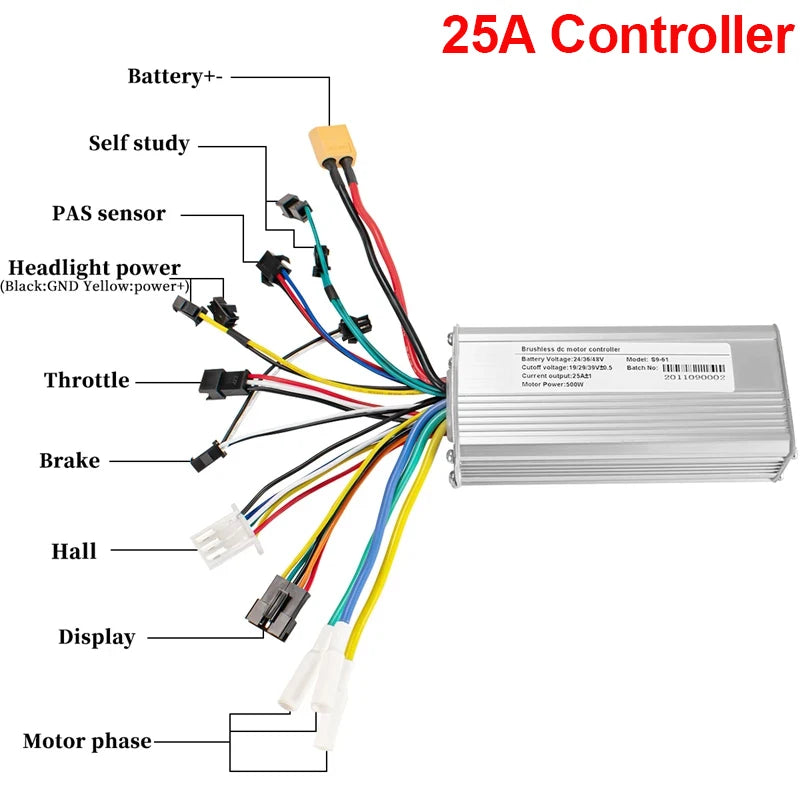Electric Bike Brushless Controller 25A 35A with LCD Display Electric Bicycle Scooter E-bike Accessories Parts 36V 48V 750W 500W
