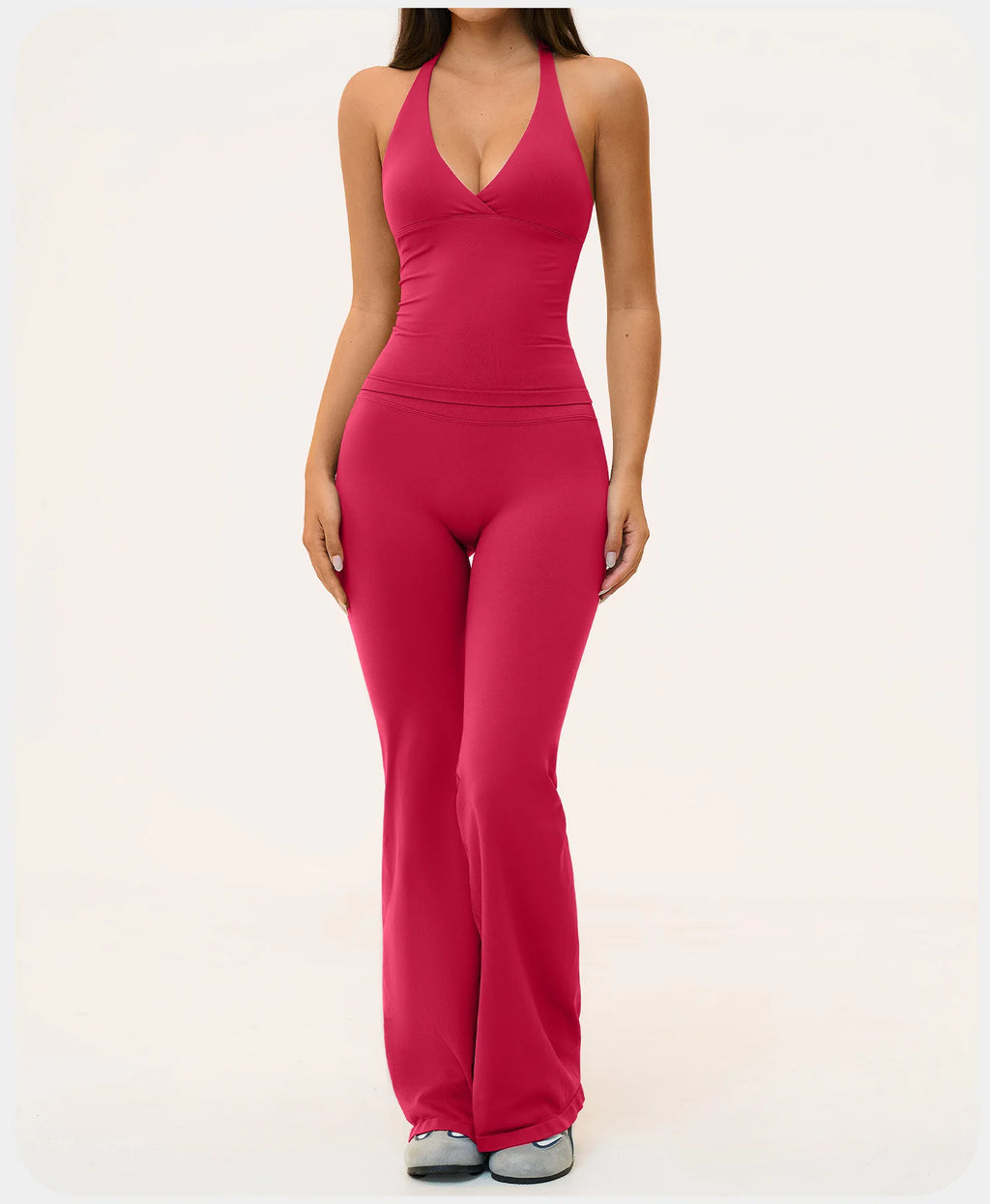 Seamless Yoga Suit 2PCS Women Tracksuit Sports Outfits Gym Workout Clothes Breathable Sports Bra Flared Pants Suit Yoga Clothing