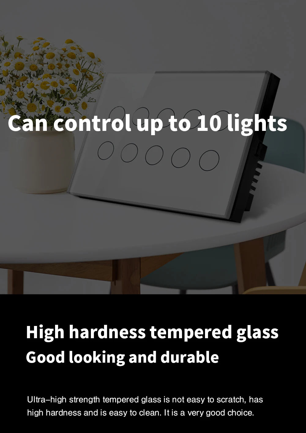 WIFI Smart Touch Light Wall Switch Interruptor Glass Panel 8/10 Gang 147*86mm Work Tuya APP  Whole house intelligent control