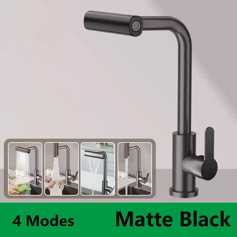 Kitchen Pull-out Flying Rain Waterfall Faucet Hot and Cold Faucet 304 Stainless Steel Single Hole Kitchen Faucet Bathroom