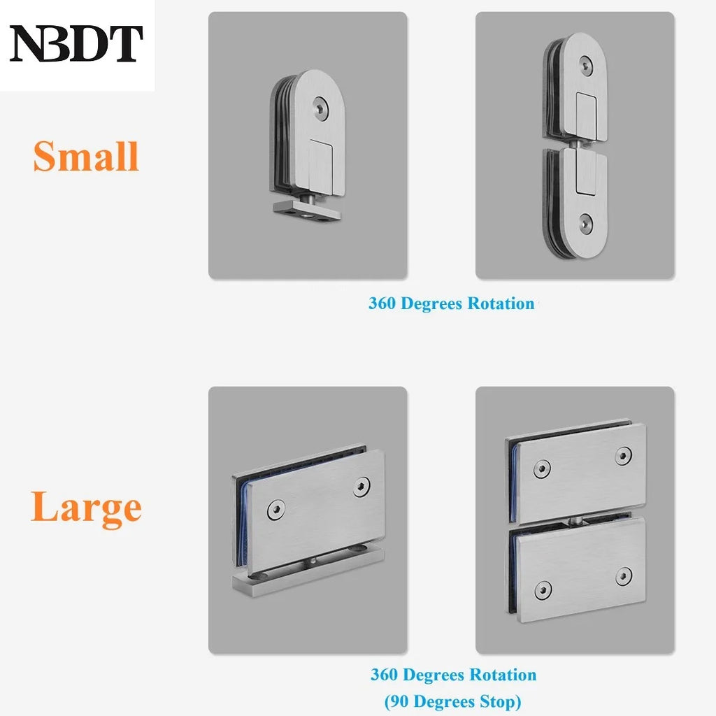1Pair SUS304 Framless Glass Door Pivot Hinge For Shower Enclosure Commercial Entry Cubicle