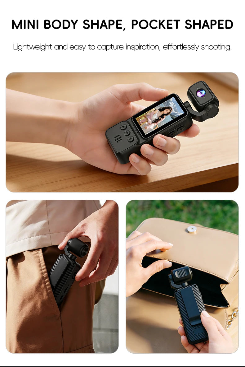 1080P HD Video Recording Camera - High Definition 180° Manual Rotation Lens Camera, Portable Rechargeable Vlog Camera