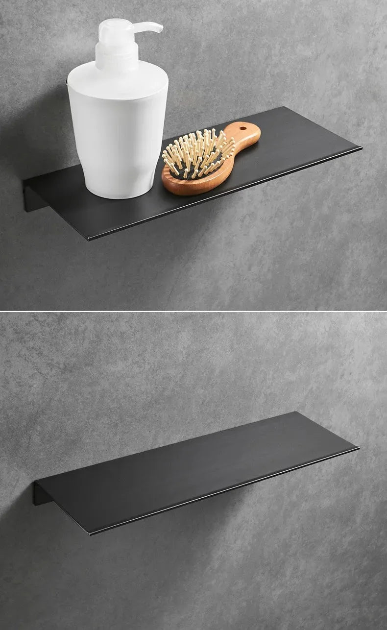 Brushed Gold Metal Bathroom Shelf Wall Storage Rack Washstand Drilling Large Wall Shelf for Storage 30/40/50cm Length Holder