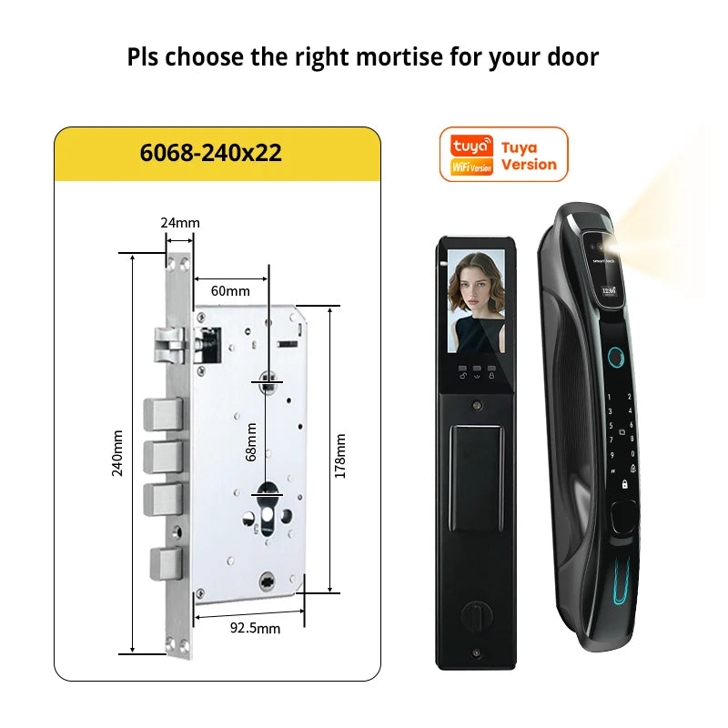 Smart Lock 3D Face Recognition Palm Vein Fingerprint WiFi APP Remote Control Video Intercom Auto Door Lock Digital Security