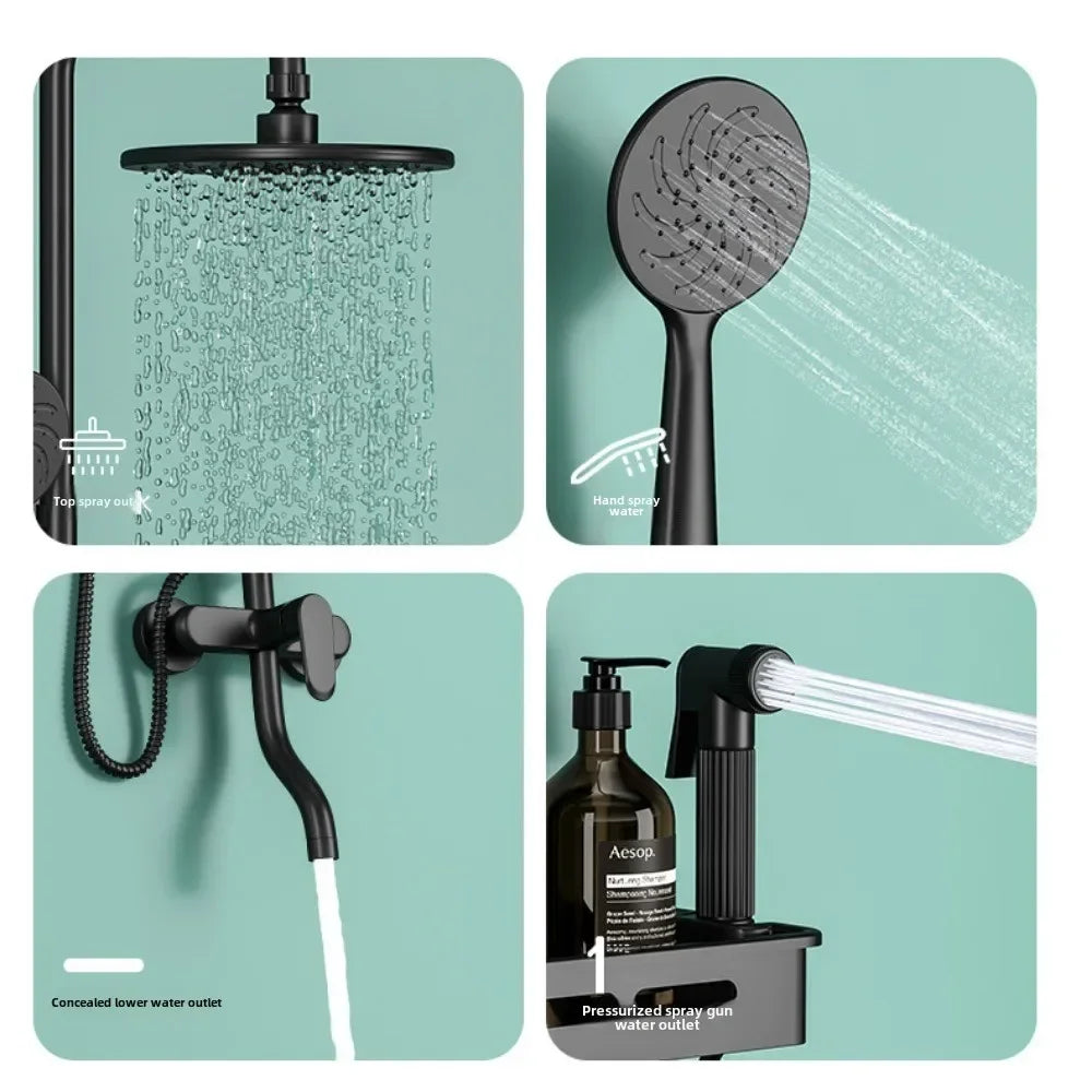 Hot and Cold Shower Head Set Bathroom Set Brushed Gold Shower System Toilet Shower Set, Household Bathroom Shower Douche