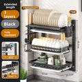 Wall Mounted Kitchen Organizer Rack - No-Drill Storage Shelf for Bowls, Plates, Spices with Dish Drying Function