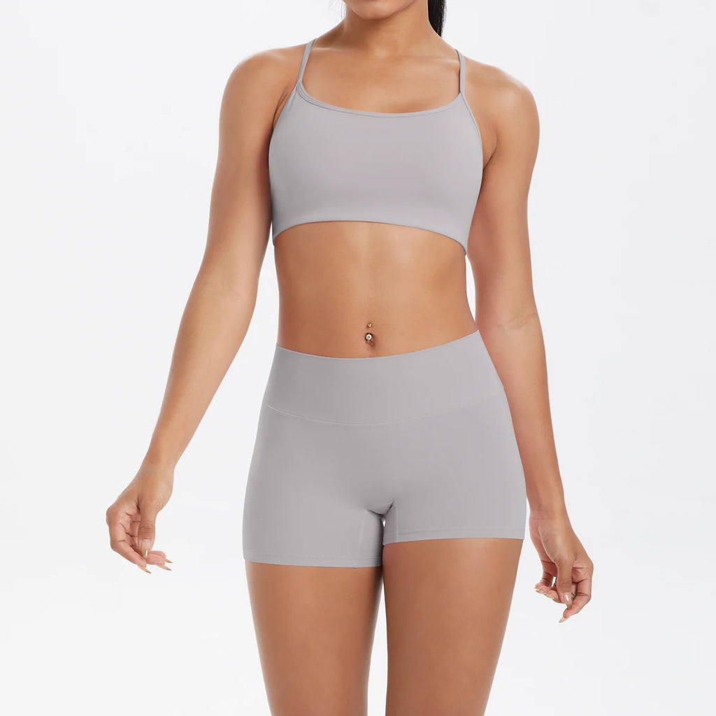 New Cross Backless Yoga Bra And Fitness Shorts Gym Yoga Set Woman’s Summer Running Sports Quick-Dry Women Gym Clothing Yoga Suit