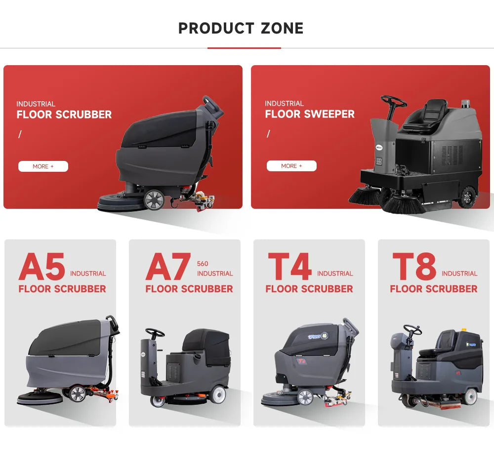 T5B Electric Walk-Behind Scrubber Dryer Battery-Fueled Carpet Cleaning Heavy Duty Vacuum Cleaner Carpet Extractor Machine