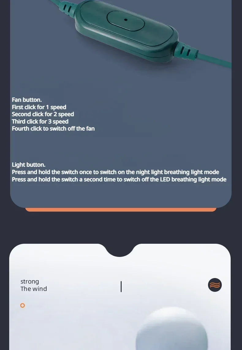 Car Air Vent Fan with Colorful Breathing Light USB Powered 3 Speed Wind Cooling Fan 360° Rotatable Quiet Fan Car AC Fans