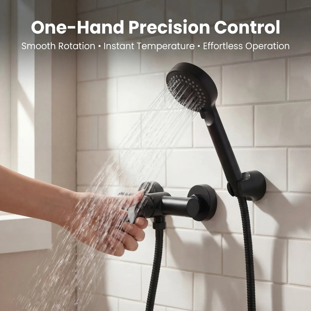 304 Stainless Steel Bathroom Shower Faucet Wall Mounted Triple Tub Faucet Hot and Cold Water Mixing Valve Faucet with G1/2 Inch