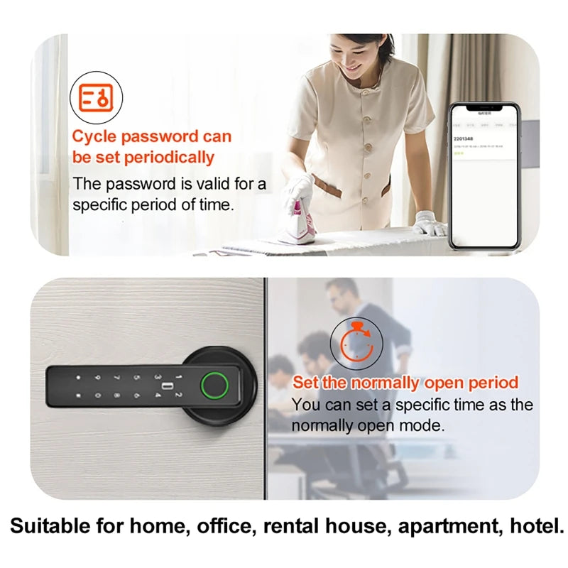 Digital Door Lock Tuya APP WiFi Remote Control Smart Fingerprint Password RFID IC Card Lock Dead Bolt For Home Wooden Metal Door