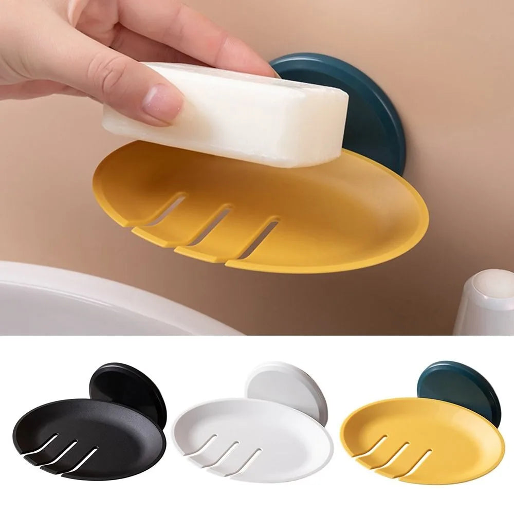 1Pc Bathroom Soap Dish Storage Basket Box Plastic Drain Holder Strong Wall Hanging Soap Box Punch-free