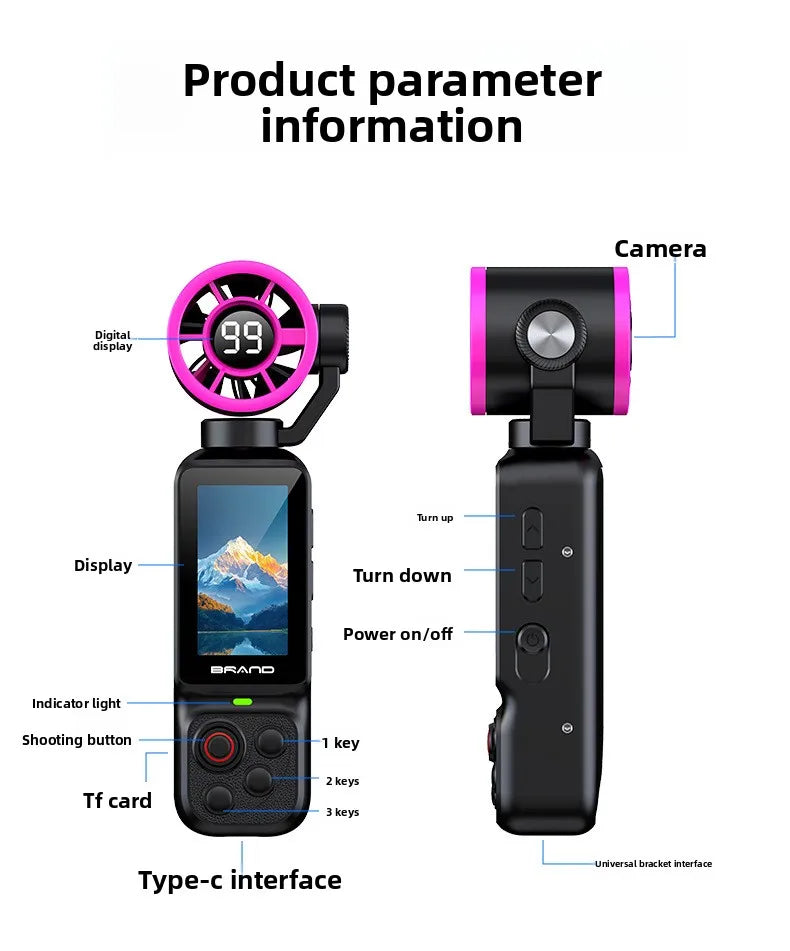 HD Handheld Sports Camera Mini Portable Video Recorder Anti Shake Action Camera for Vlog Audio Recording Students