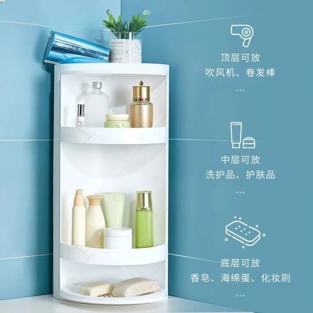 Non porous corner cabinet bathroom corner multifunctional wall mounted storage rack