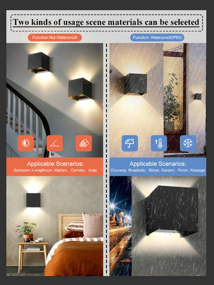 Wall Light Outdoor LED Waterproof External Stairs Street Interior Garden Living Room Fixture Decorative Home Lamp Decor Wall Led