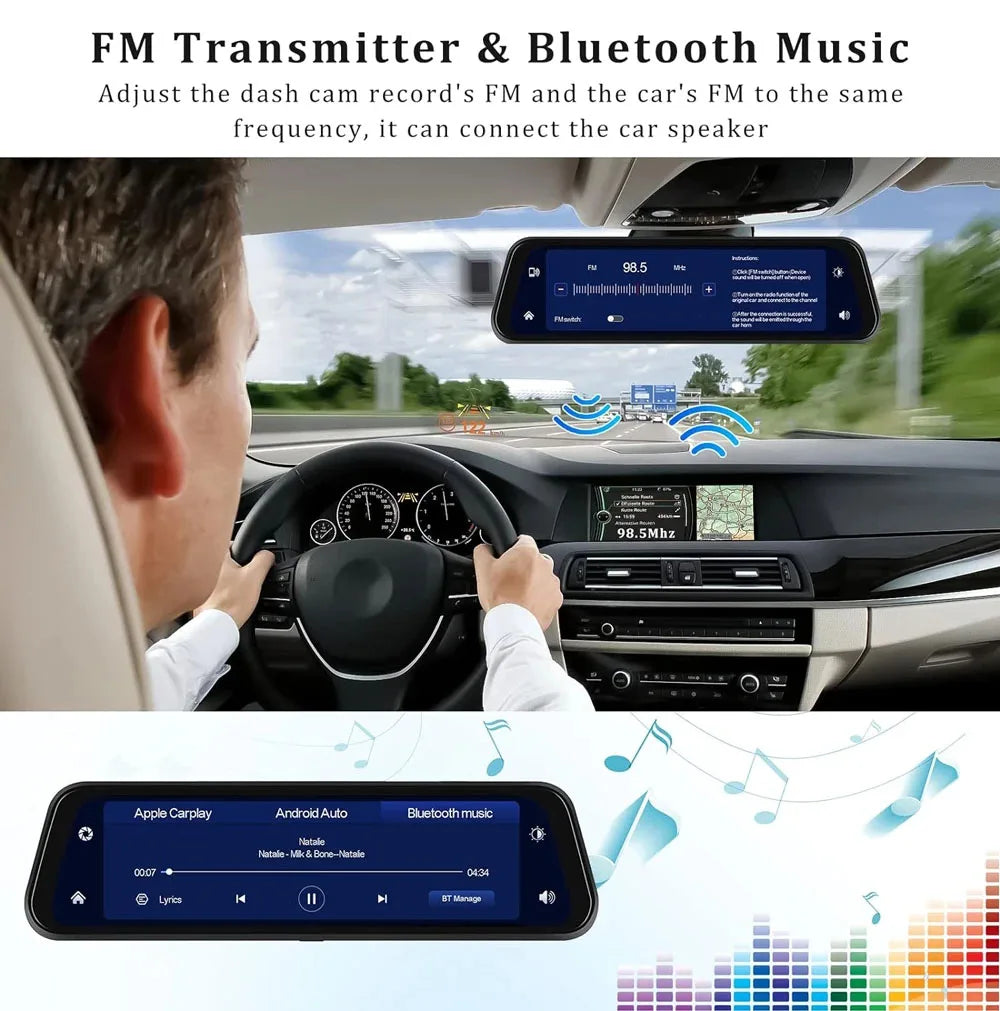 4K 3840*2160P Dash Cam Carplay Android-Auto Car DVR Dual Len 5G Wifi GPS BT FM Video Drive Recorder Stream Mirror Dashcam Camera