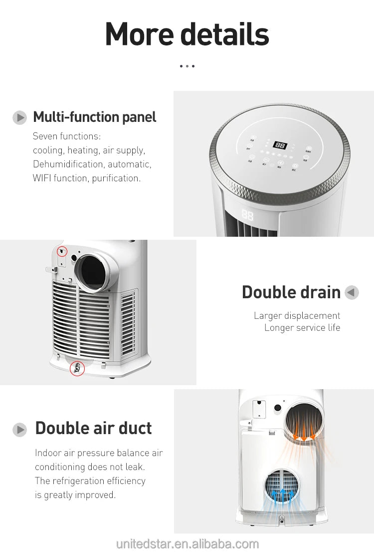 22000BTU Portable Air Conditioner Smart Cooling AC Climatiseur Air Quality Conditioning for Home Use