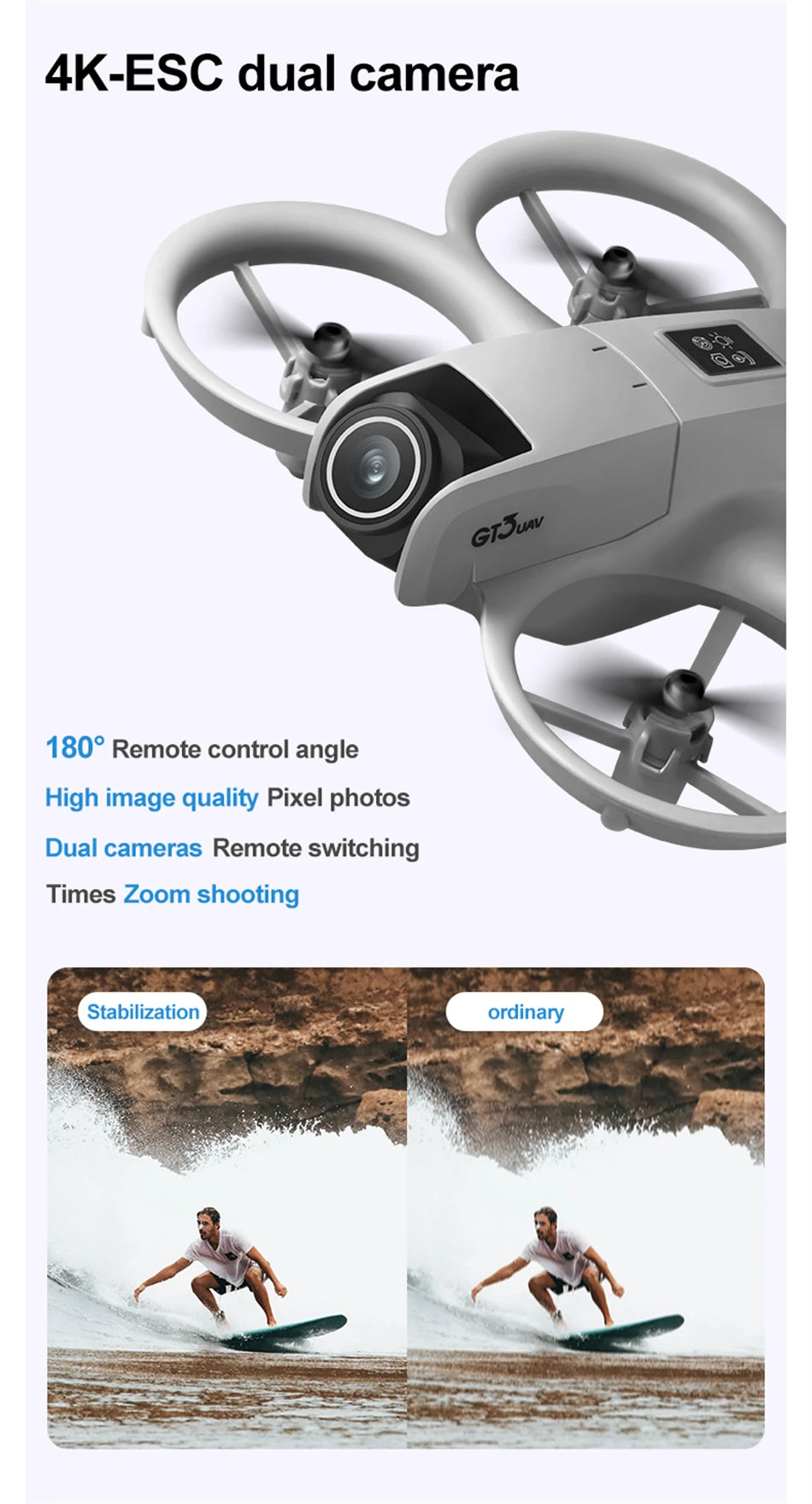 2026 GT3 MAX RC Drone 8K 5G Professional HD Aerial Photography Obstacle Avoidance Remote Control Aircraft Dual Camera Quadcopter